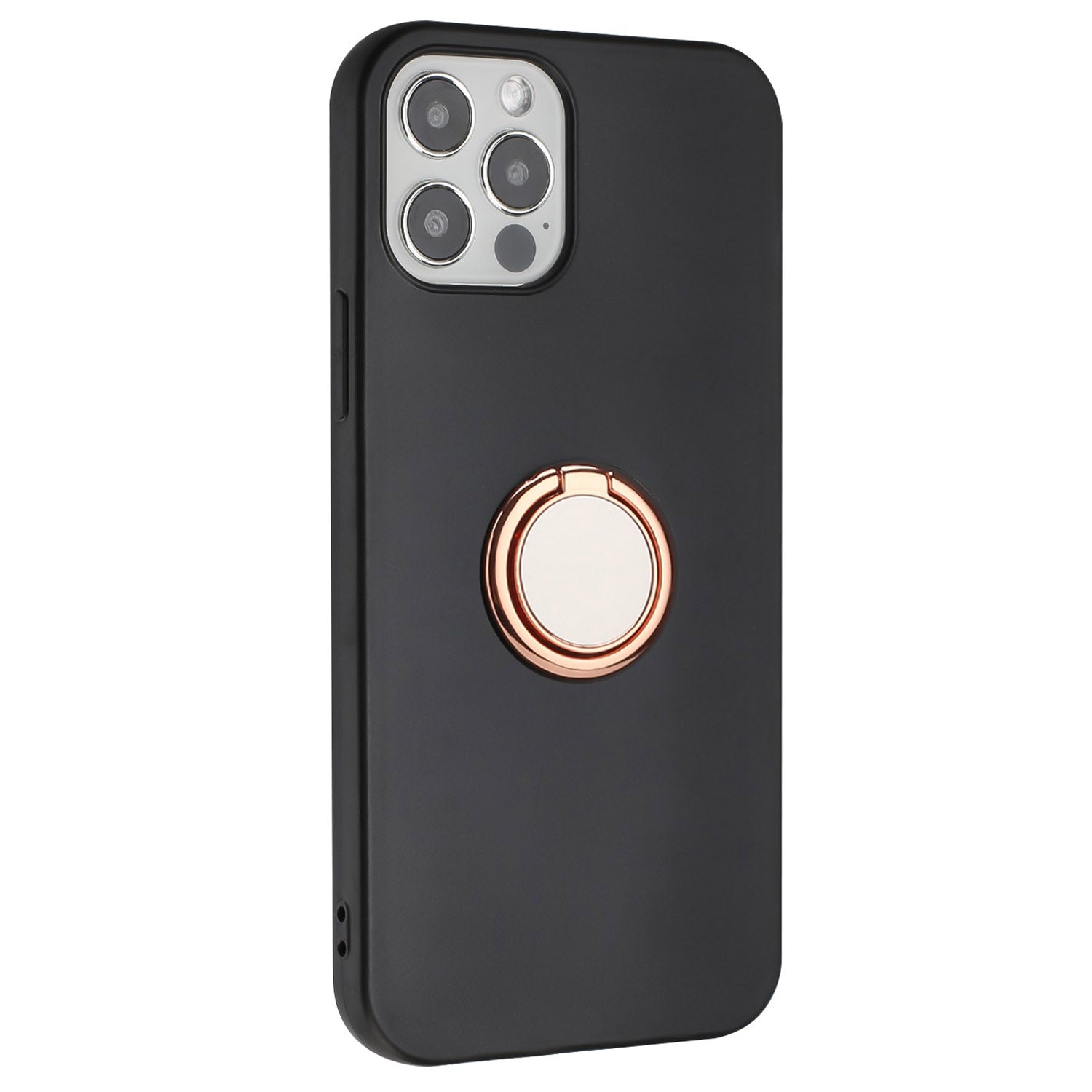 For iPhone 12 Pro Max 6.7 inch Matte Shell, TPU Cover Mobile Phone Case with Ring Holder Kickstand