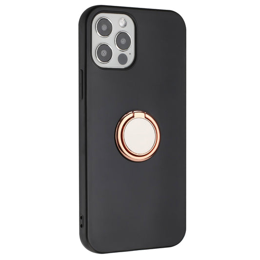 For iPhone 12 Pro Max 6.7 inch Matte Shell, TPU Cover Mobile Phone Case with Ring Holder Kickstand