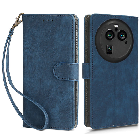 For Oppo Find X6 Pro PU Leather Phone Cover RFID Blocking Wallet Stand Case with Strap