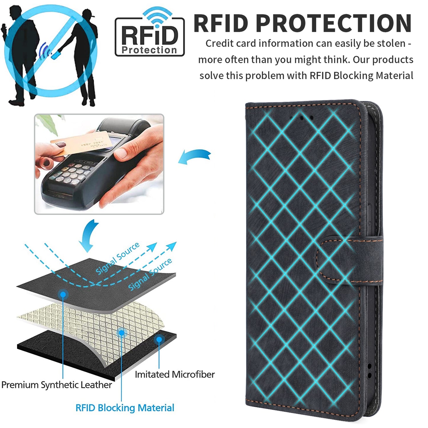 For Oppo Find X6 Pro PU Leather Phone Cover RFID Blocking Wallet Stand Case with Strap