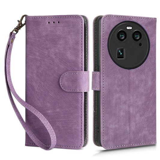 For Oppo Find X6 Shockproof Phone Cover PU Leather RFID Blocking Wallet Stand Case with Strap
