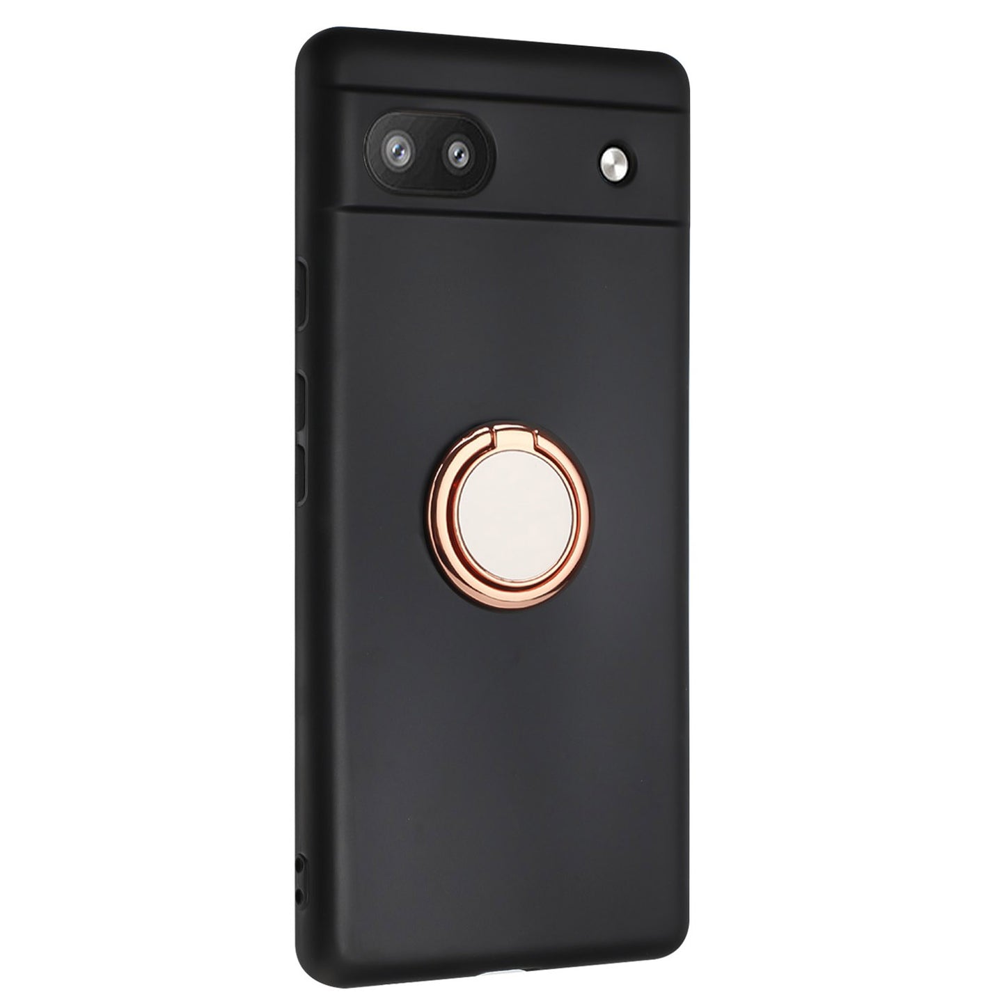 For Google Pixel 6a Matte Texture Flexible TPU Phone Case Ring Kickstand Cover Support Car Magnet Mount