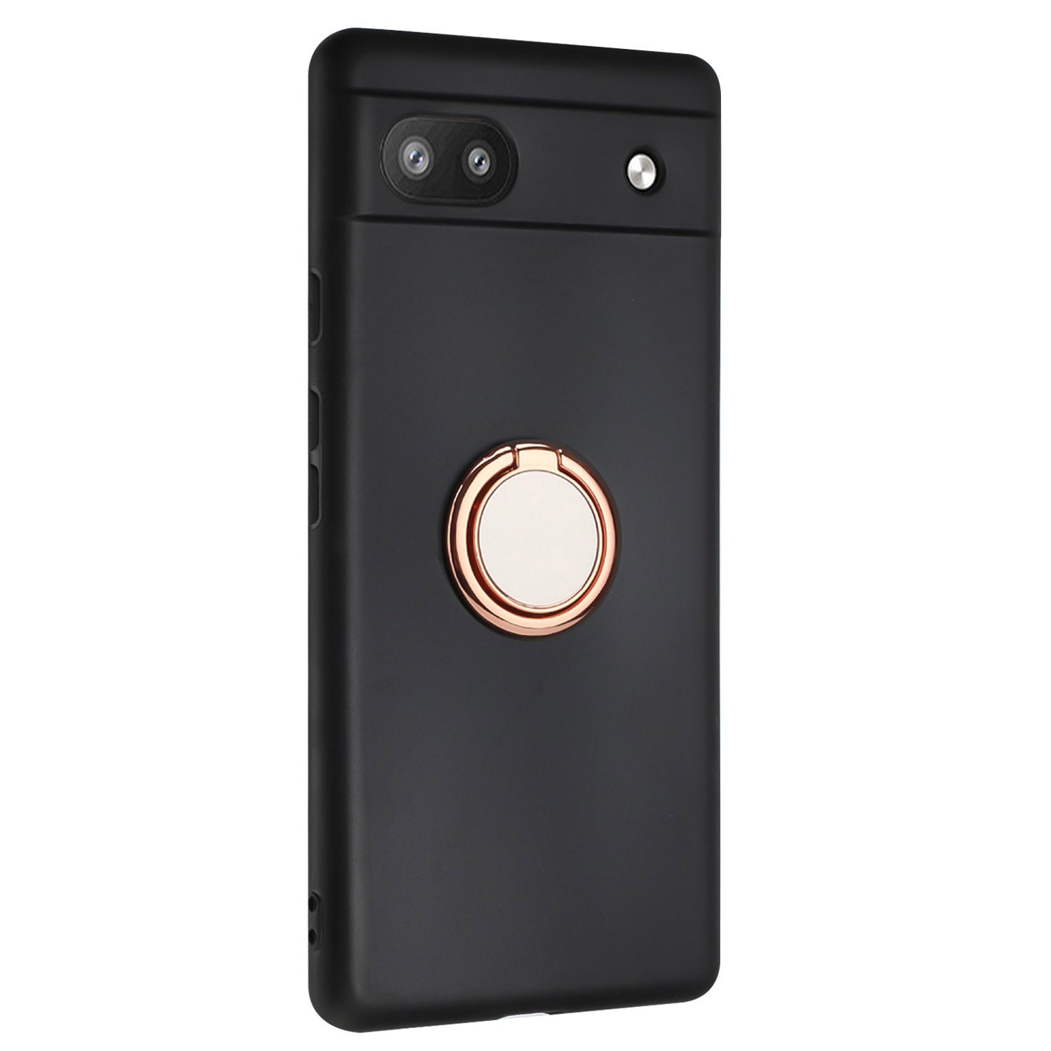 For Google Pixel 6a Matte Texture Flexible TPU Phone Case Ring Kickstand Cover Support Car Magnet Mount