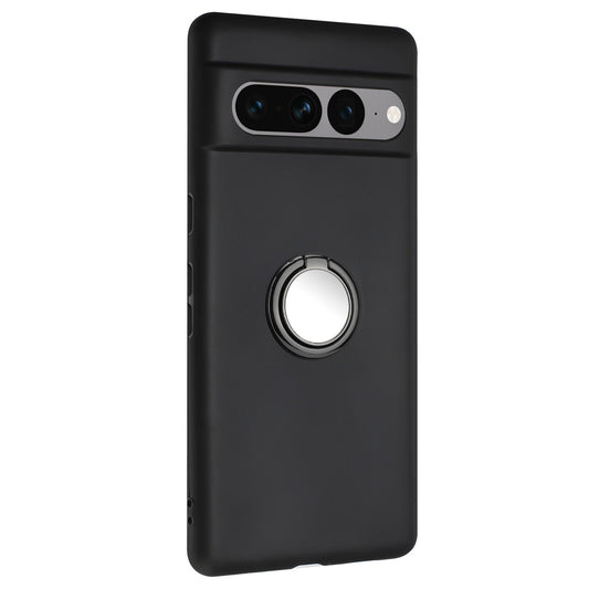 For Google Pixel 7 Pro 5G Back Protector TPU Cover Phone Case with Ring Kickstand Matte Shell