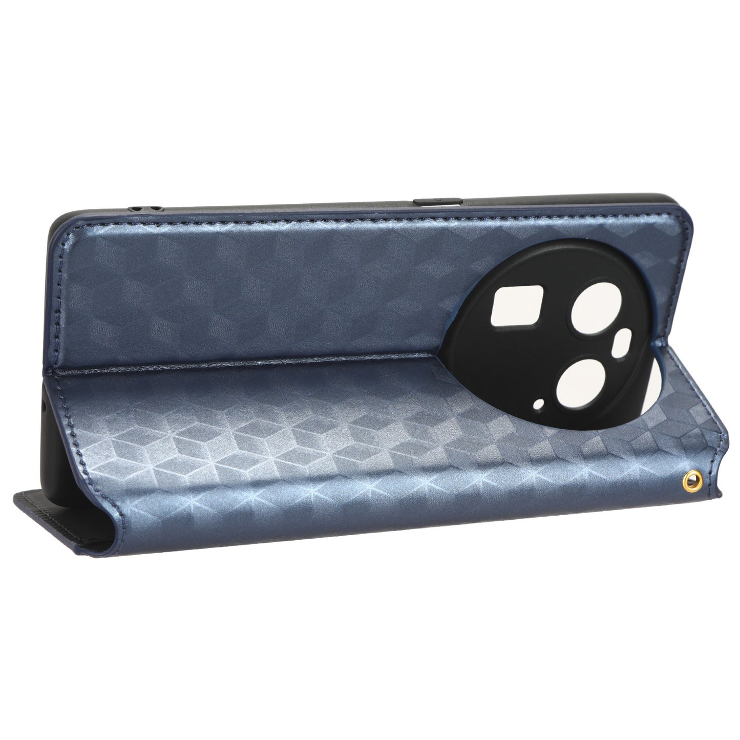Wallet Case for Oppo Find X6 Imprinted Rhombus Pattern PU Leather+TPU Stand Phone Cover