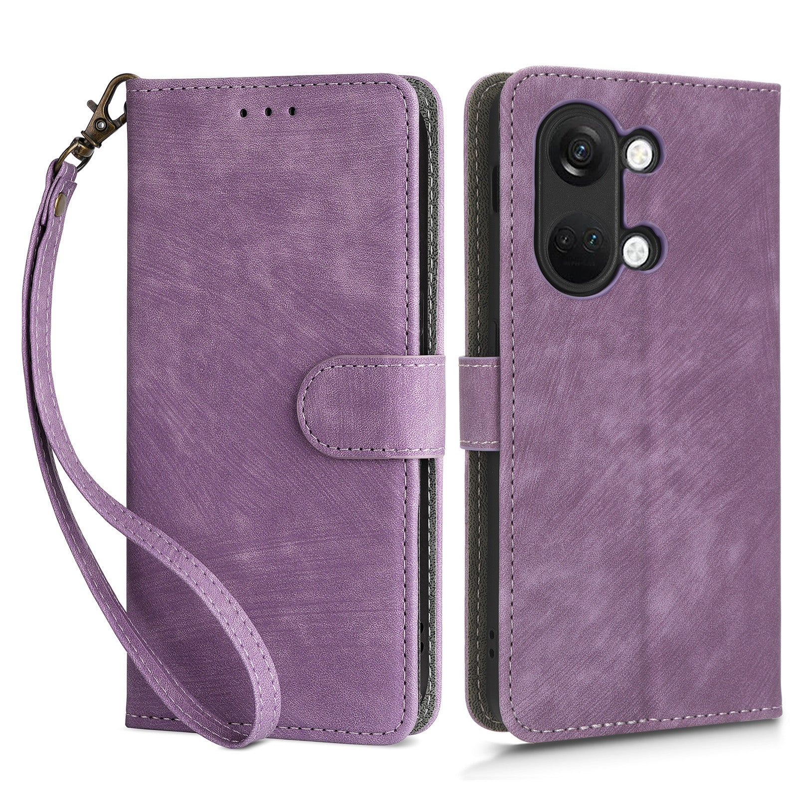 For OnePlus Nord 3 5G / Ace 2V Cell Phone Stand Case PU Leather RFID Blocking Wallet Cover with Strap