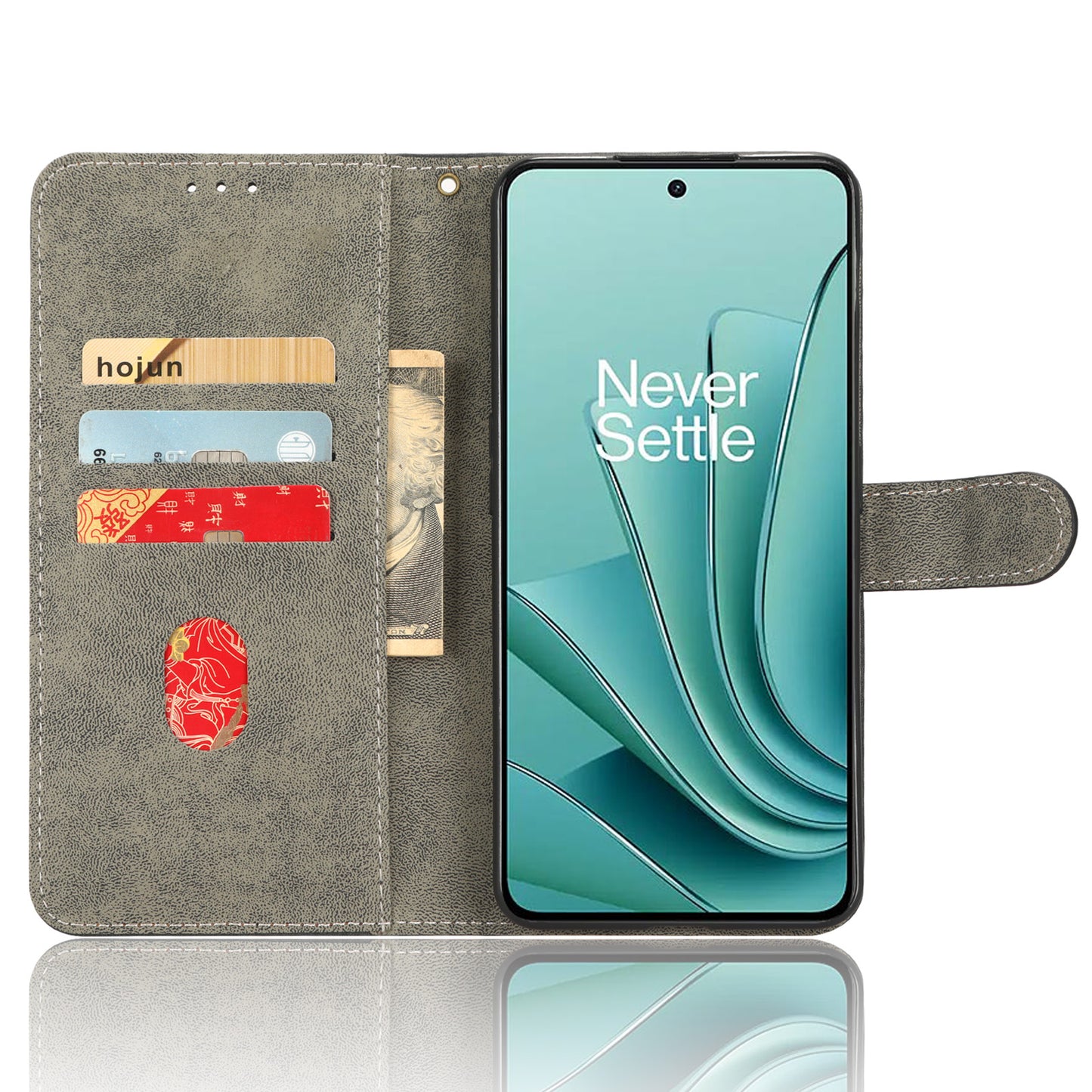 For OnePlus Nord 3 5G / Ace 2V Cell Phone Stand Case PU Leather RFID Blocking Wallet Cover with Strap