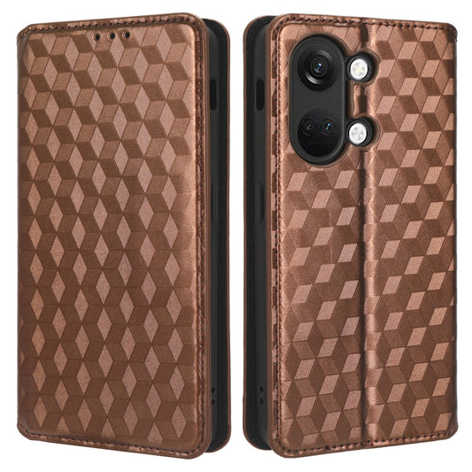 For OnePlus Nord 3 5G / Ace 2V Imprinted Rhombus Pattern PU Leather Phone Cover Stand Phone Wallet Case