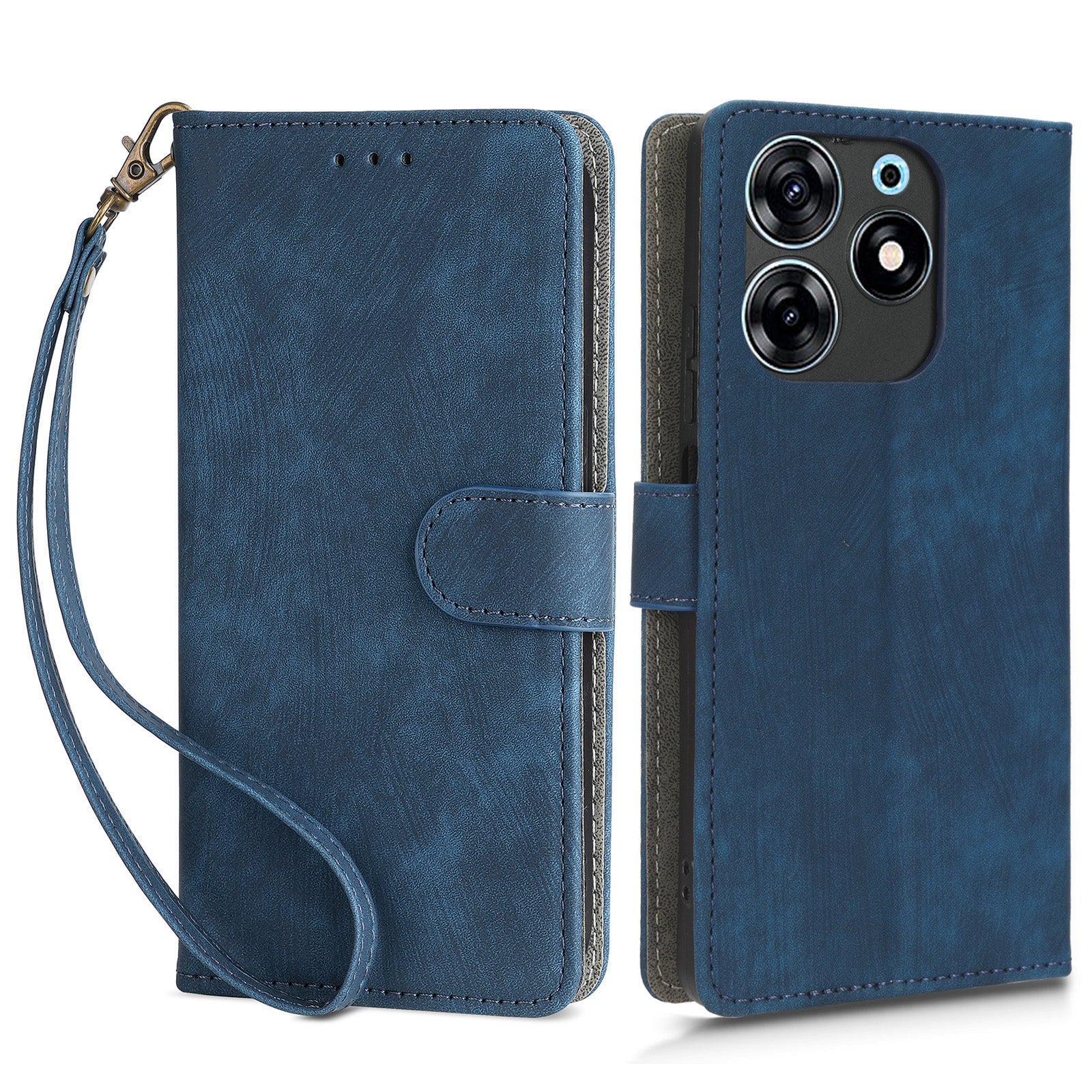 For Tecno Spark 10 Pro KI7 Mobile Phone Cover Stand Case PU Leather RFID Blocking Wallet with Strap
