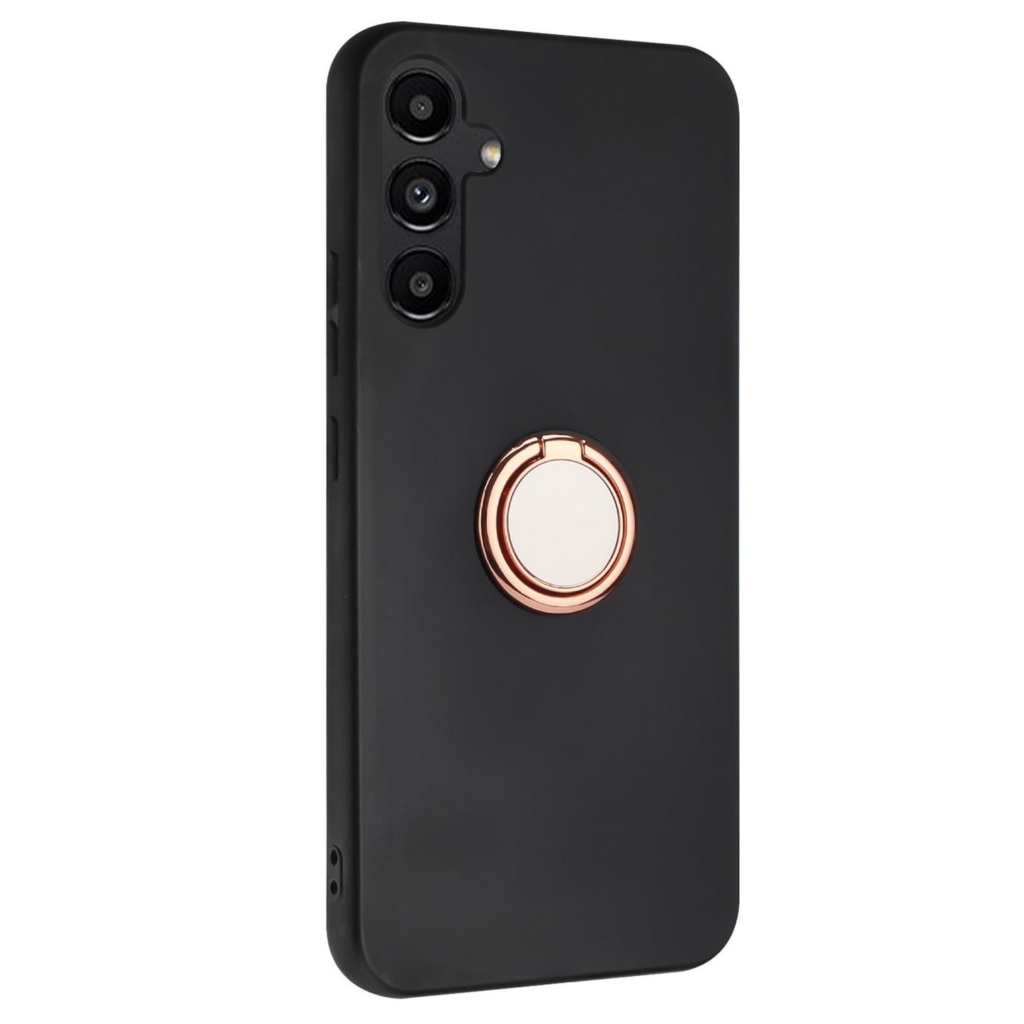 Protective Shell for Samsung Galaxy A34 5G , Mirror-like Ring Kickstand Case Matte TPU Phone Cover