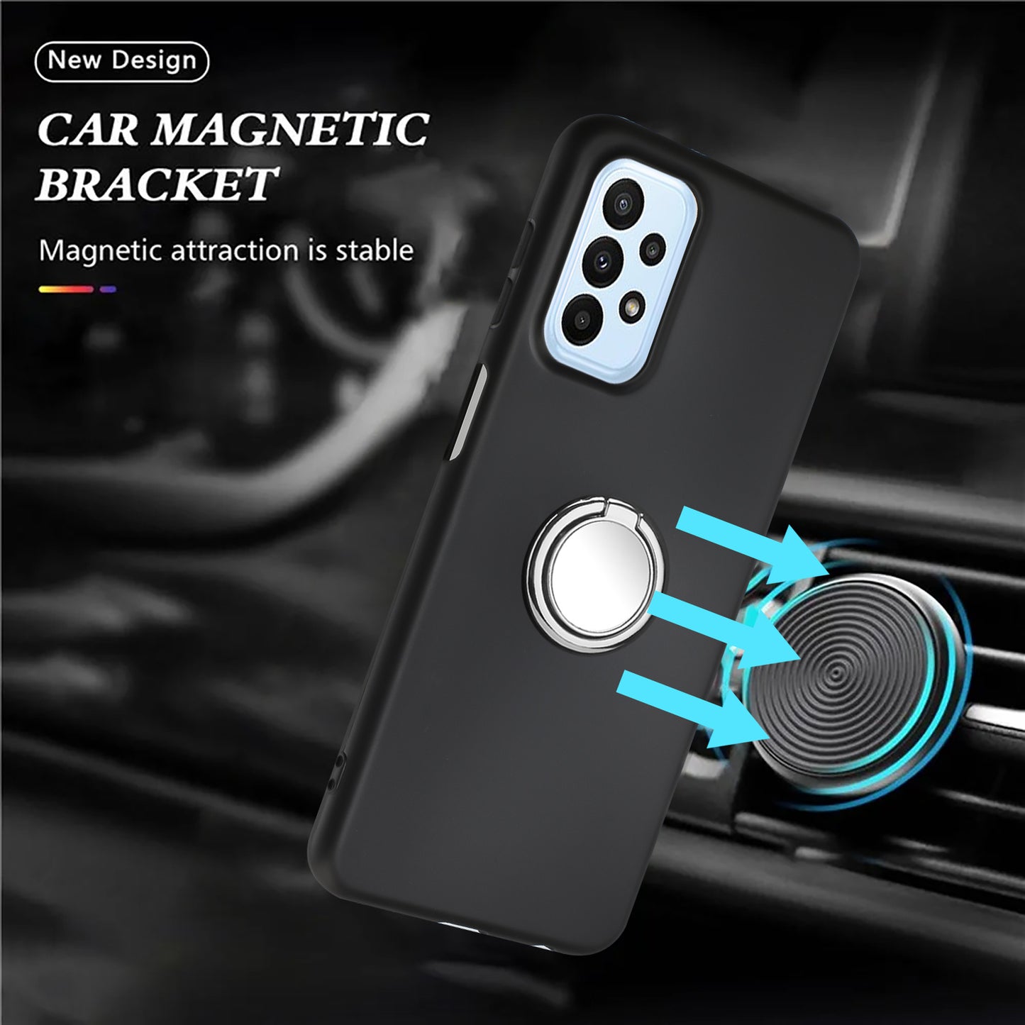 For Samsung Galaxy A23 4G / A23 5G (Global Version) / M23 5G / F23 5G / M13 4G Anti-drop Matte TPU Phone Case with Ring Kickstand