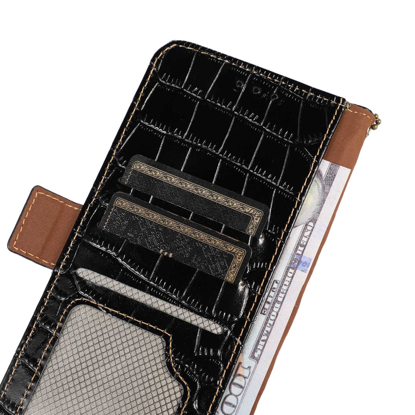 For Nokia G22 RFID Blocking Wallet Phone Case Crocodile Texture Genuine Cow Leather Stand Cover