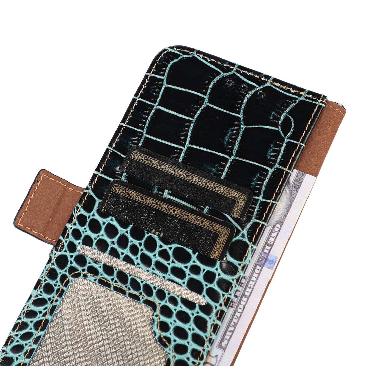 For Nokia G22 RFID Blocking Wallet Phone Case Crocodile Texture Genuine Cow Leather Stand Cover
