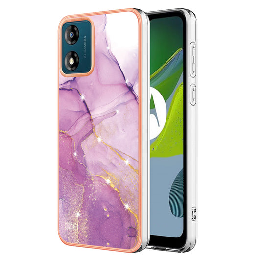 For Motorola Moto E13 4G YB IMD Series-2 Marble Pattern Phone Case Electroplating IMD TPU Cover
