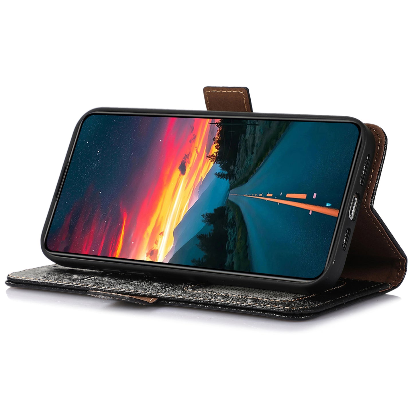 For Oppo Find X6 Anti-Scratch Phone Case RFID Blocking Genuine Cow Leather Stand Phone Cover Wallet