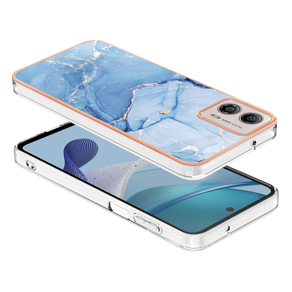 YB IMD Series-16 Style E Phone Case For Motorola Moto G53 5G / G23 4G / G13 4G IMD Marble Pattern 2.0mm TPU Cover