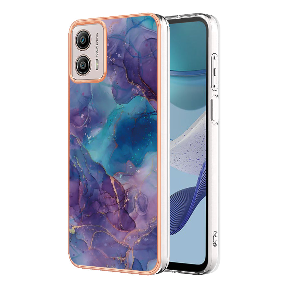 YB IMD Series-16 Style E Phone Case For Motorola Moto G53 5G / G23 4G / G13 4G IMD Marble Pattern 2.0mm TPU Cover