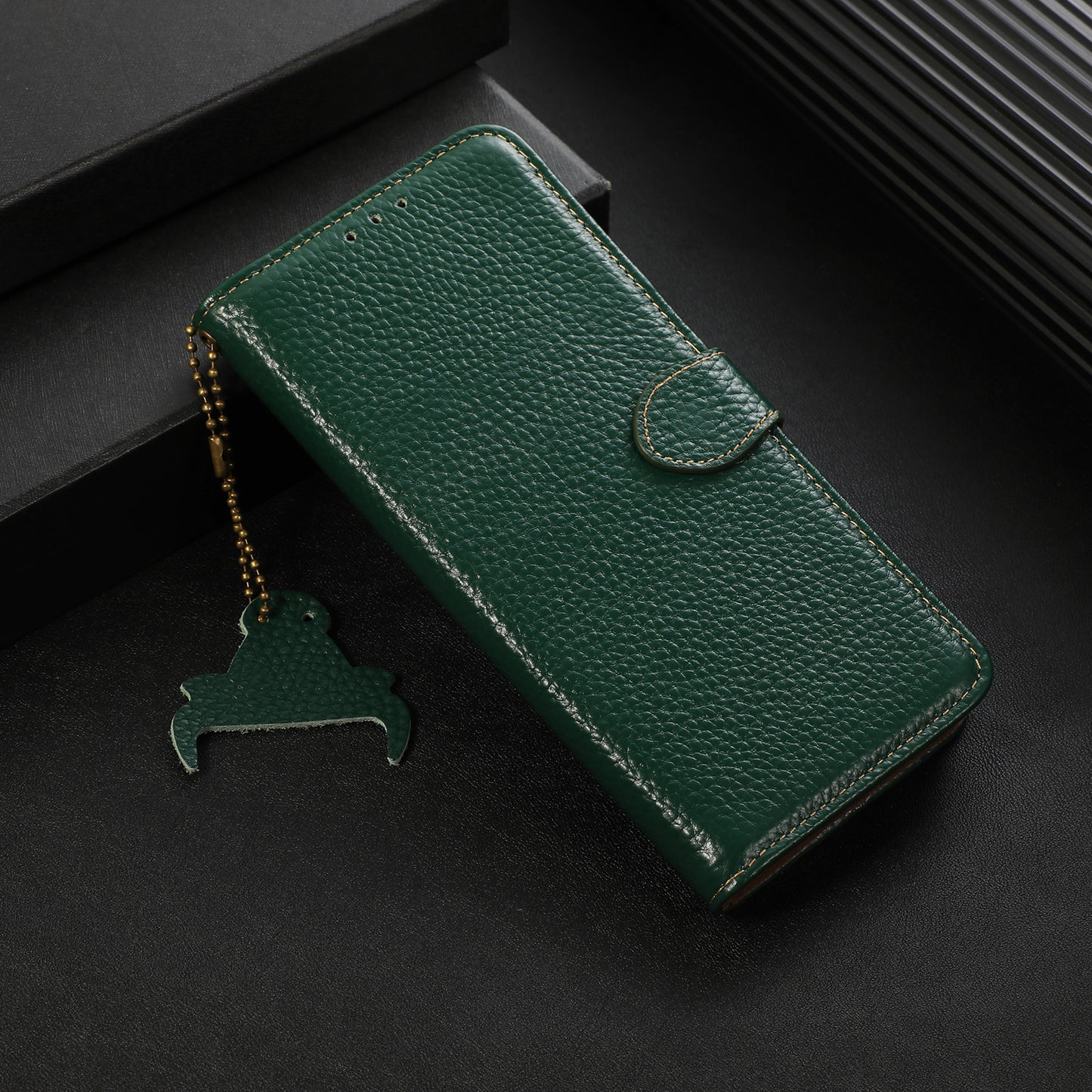 Litchi Texture Cover for Oppo Find X6 , RFID Blocking Phone Wallet Case Genuine Cow Leather Stand Shell
