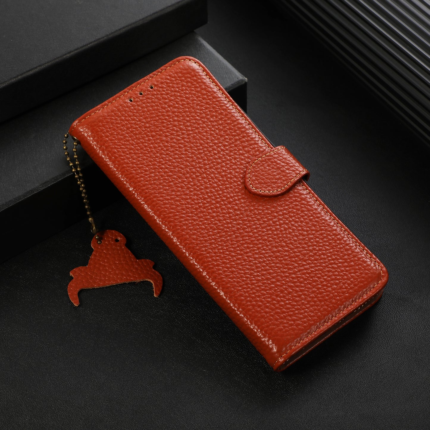 Litchi Texture Cover for Oppo Find X6 , RFID Blocking Phone Wallet Case Genuine Cow Leather Stand Shell