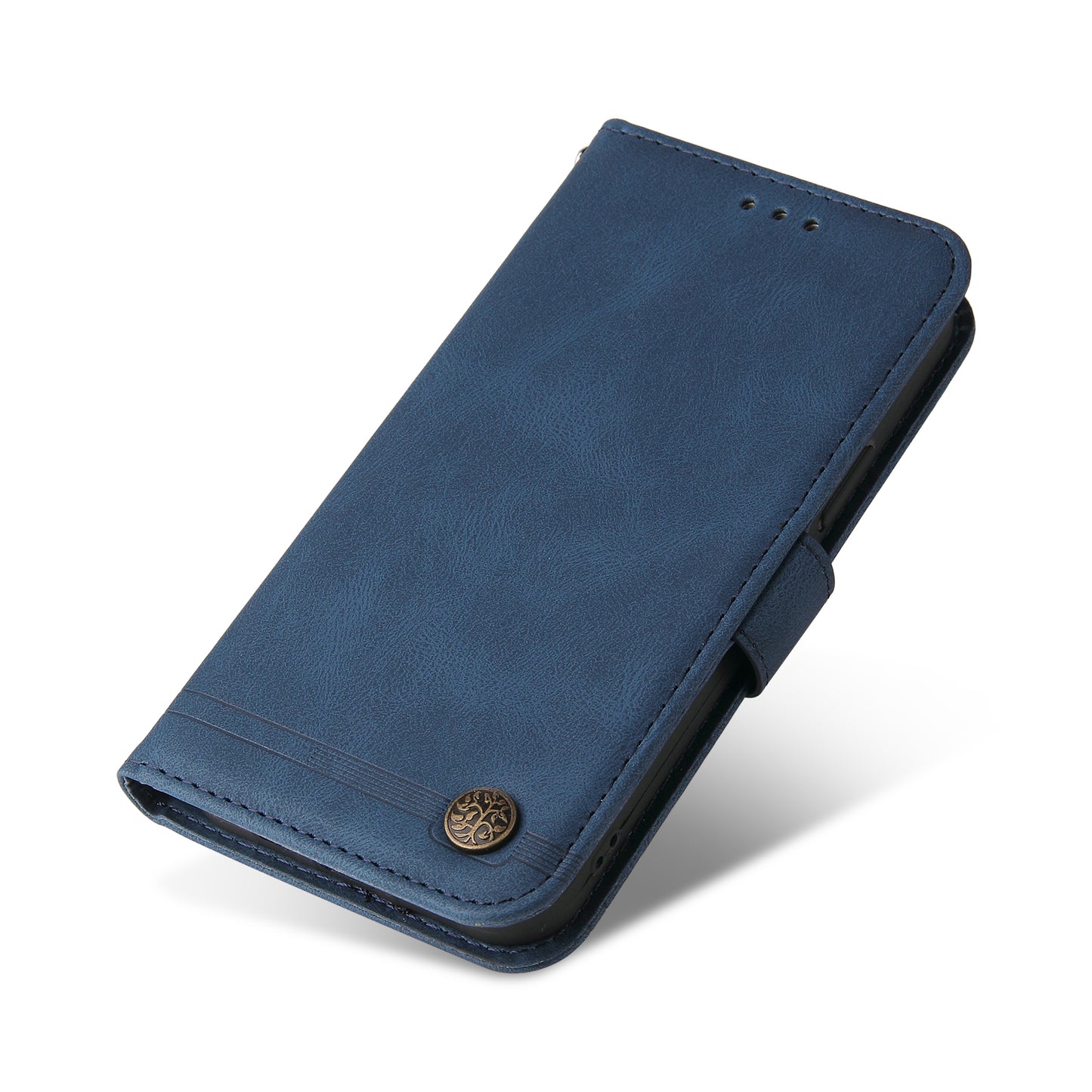PU Leather Case for Samsung Galaxy M14 5G Skin-touch Imprinted Lines Wallet Stand Phone Cover