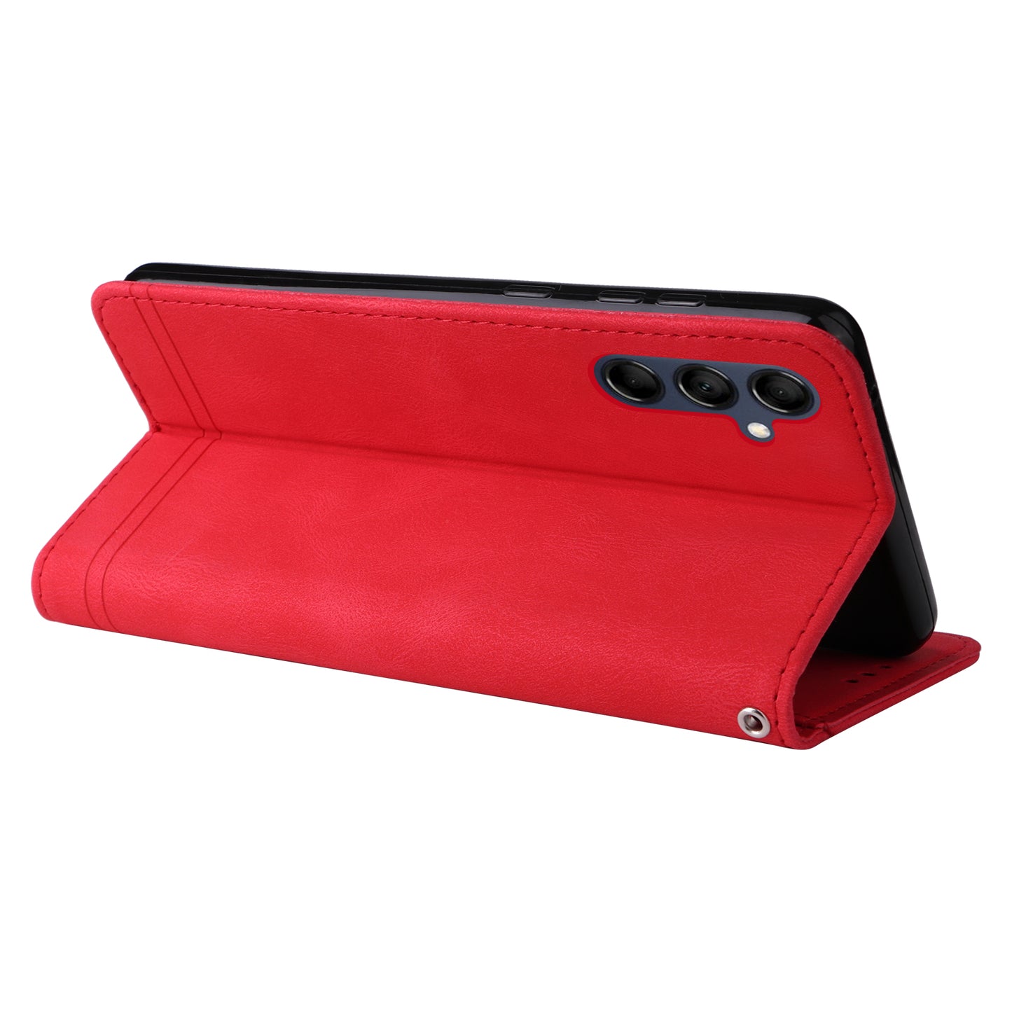 PU Leather Case for Samsung Galaxy M14 5G Skin-touch Imprinted Lines Wallet Stand Phone Cover