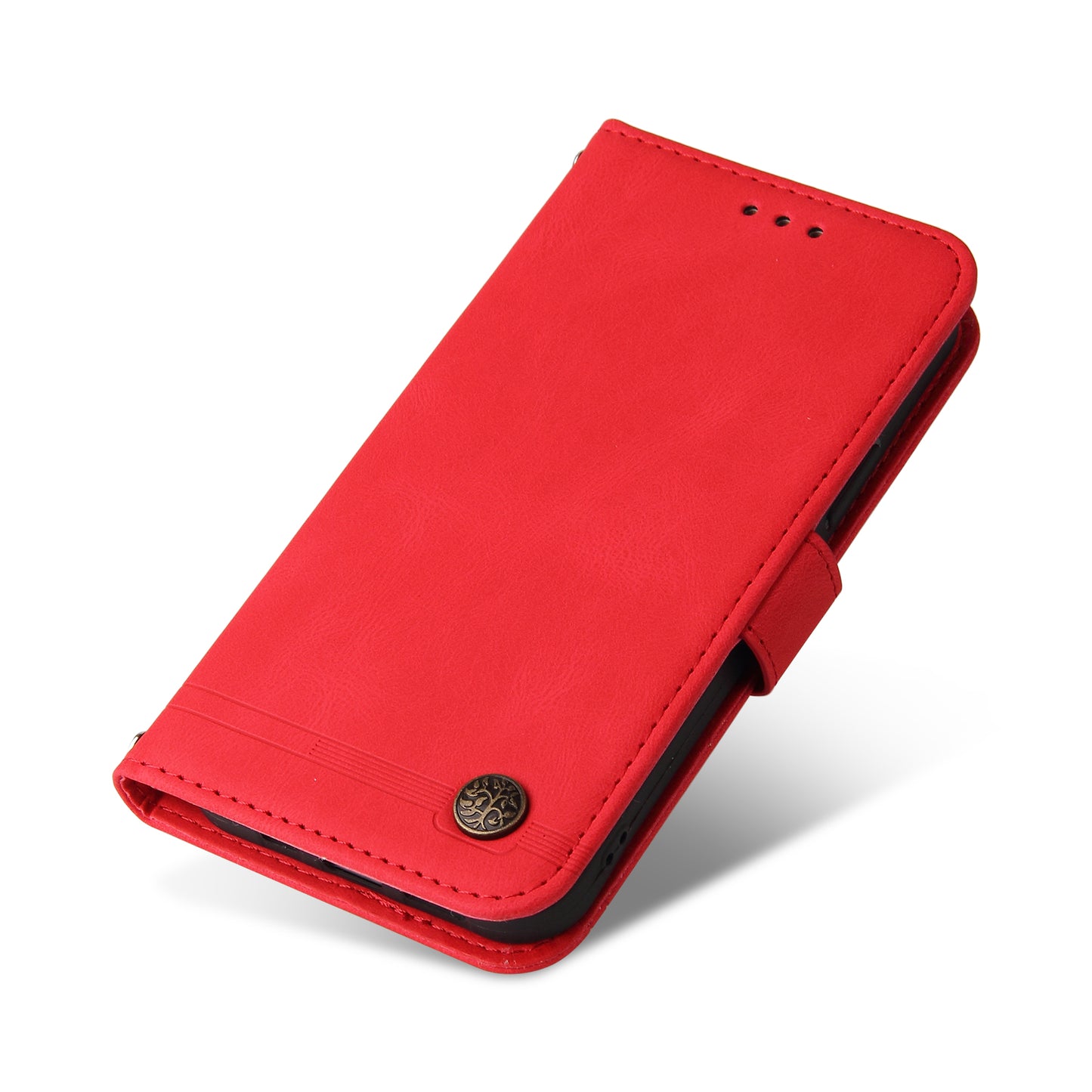PU Leather Case for Samsung Galaxy M14 5G Skin-touch Imprinted Lines Wallet Stand Phone Cover