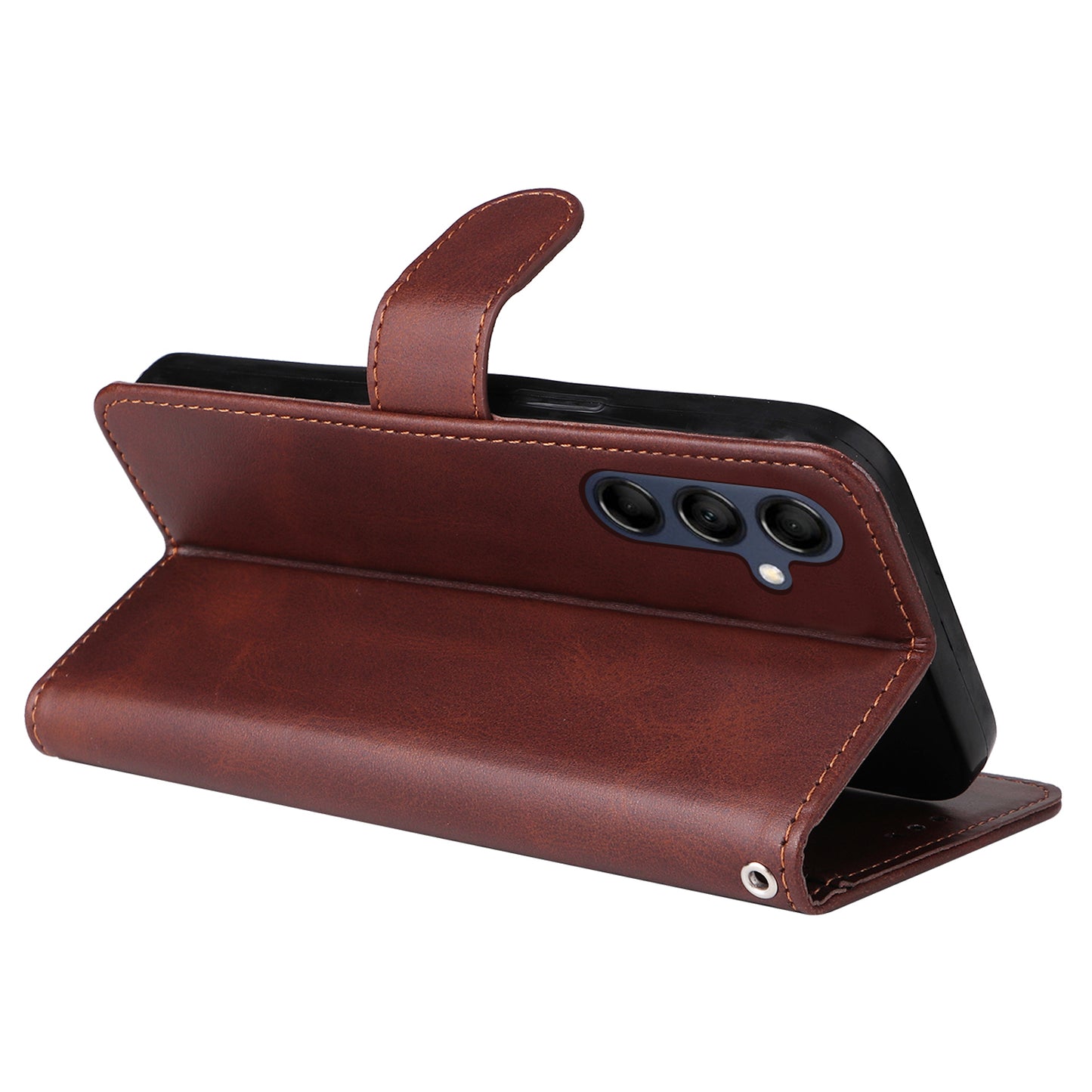 For Samsung Galaxy M14 5G Anti-Dust Phone Shell Calf Texture Stand Phone Case Leather Phone Cover with Strap