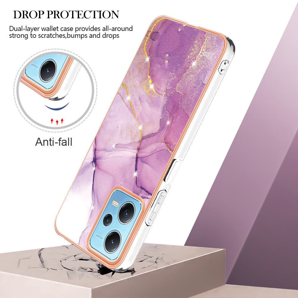 For Xiaomi Poco X5 5G / Redmi Note 12 5G (Global) / (China) / (India) YB IMD Series-2 Marble Pattern IMD TPU Case Cover