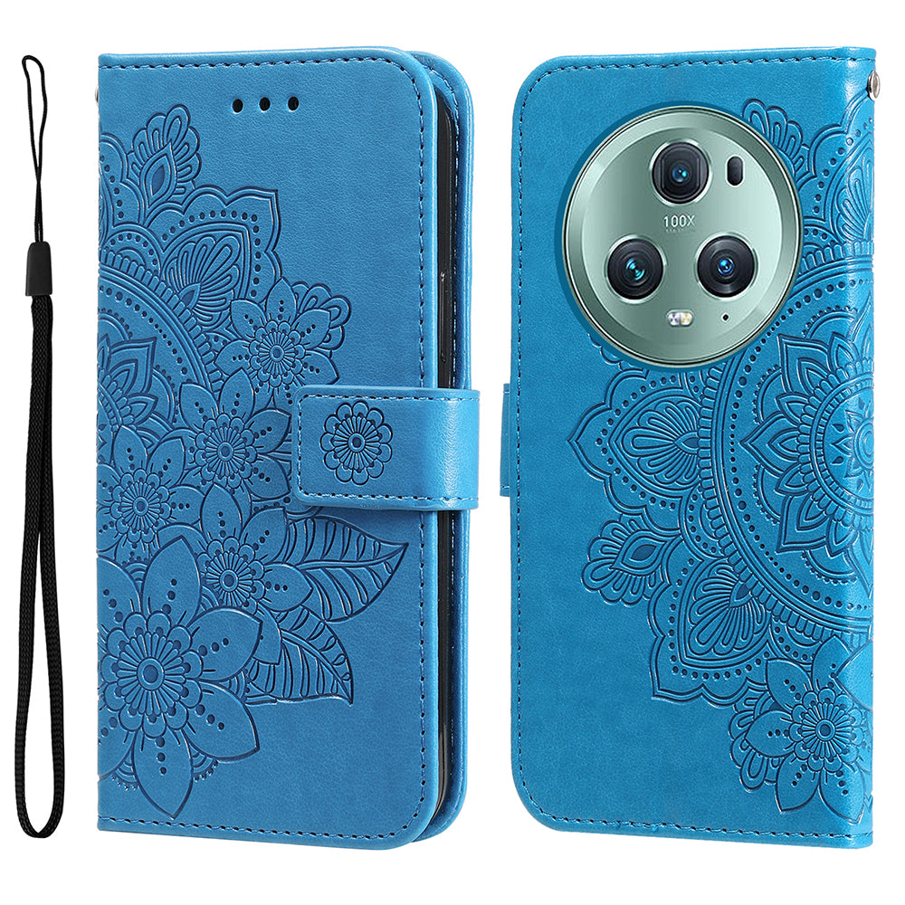 For Honor Magic5 Pro Flower Imprinting Phone Leather Case Stand Wallet Shockproof Phone Cover