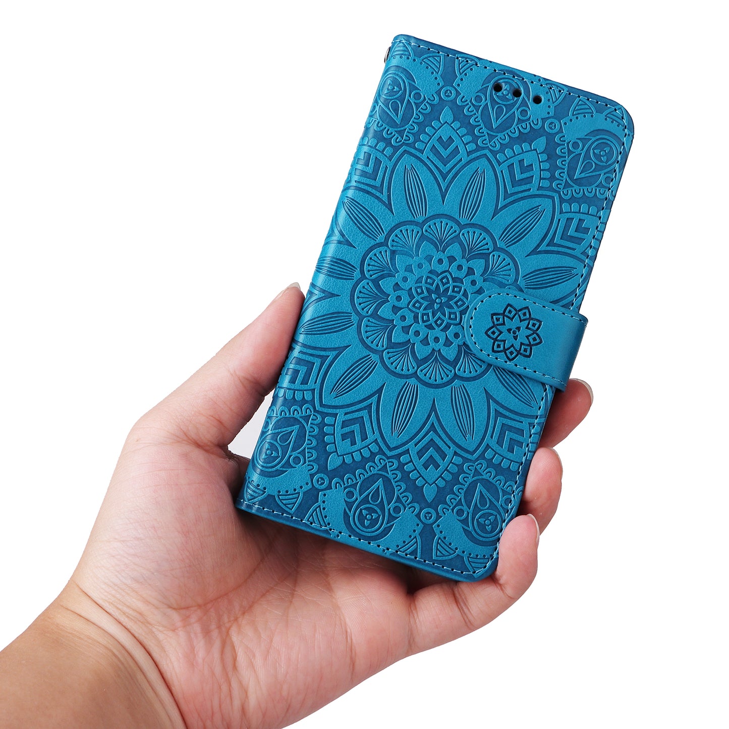 PU Leather Stand Cover for Honor Magic5 Pro Sunflower Imprinted Phone Wallet Case with Strap