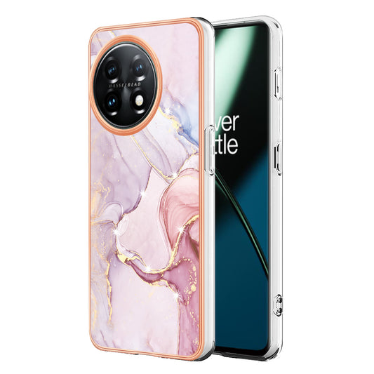 For OnePlus 11 5G YB IMD Series-2 Marble Pattern IMD TPU Case Electroplating Cell Phone Shell