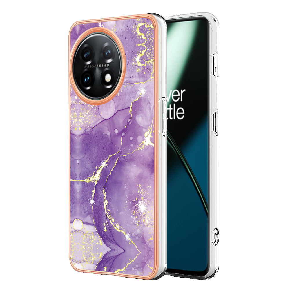 For OnePlus 11 5G YB IMD Series-2 Marble Pattern IMD TPU Case Electroplating Cell Phone Shell