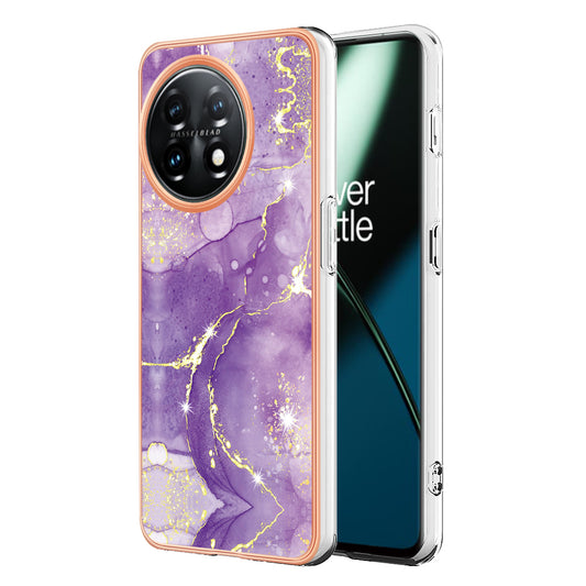 For OnePlus 11 5G YB IMD Series-2 Marble Pattern IMD TPU Case Electroplating Cell Phone Shell