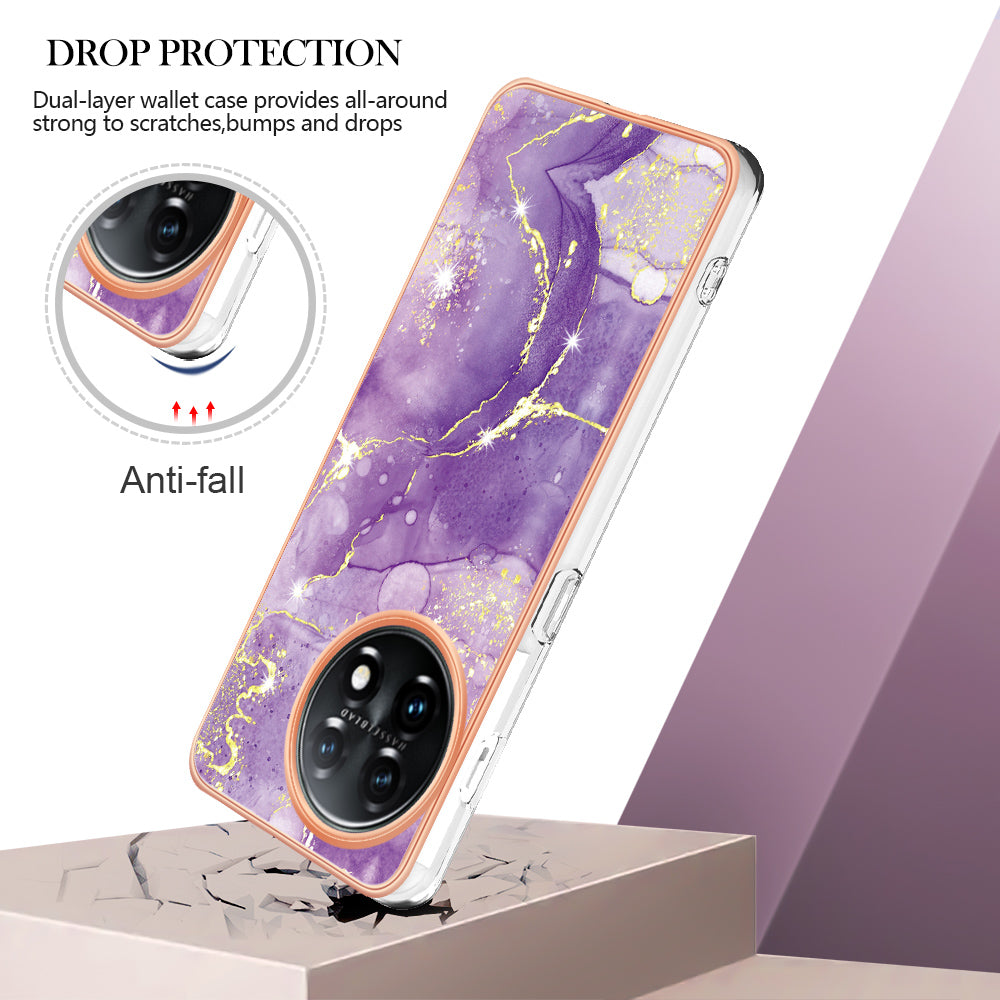 For OnePlus 11 5G YB IMD Series-2 Marble Pattern IMD TPU Case Electroplating Cell Phone Shell