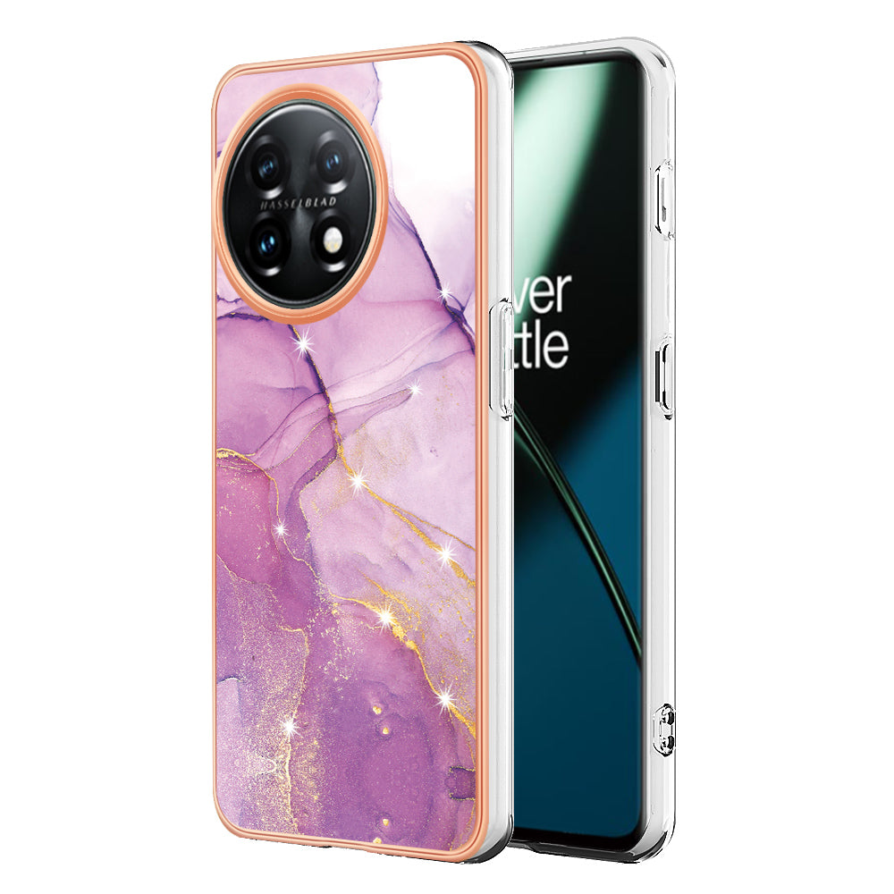 For OnePlus 11 5G YB IMD Series-2 Marble Pattern IMD TPU Case Electroplating Cell Phone Shell