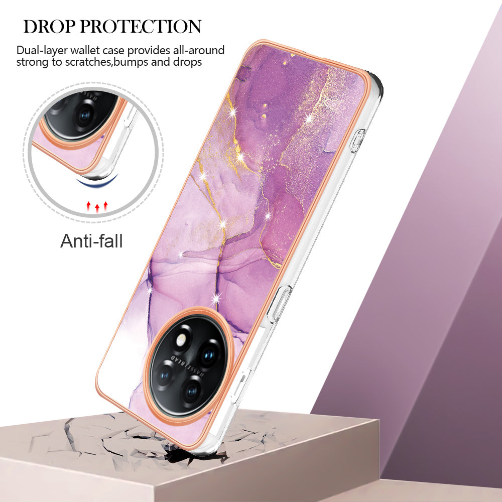 For OnePlus 11 5G YB IMD Series-2 Marble Pattern IMD TPU Case Electroplating Cell Phone Shell
