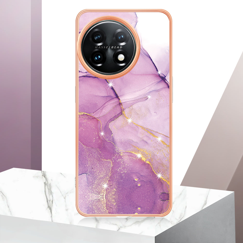 For OnePlus 11 5G YB IMD Series-2 Marble Pattern IMD TPU Case Electroplating Cell Phone Shell