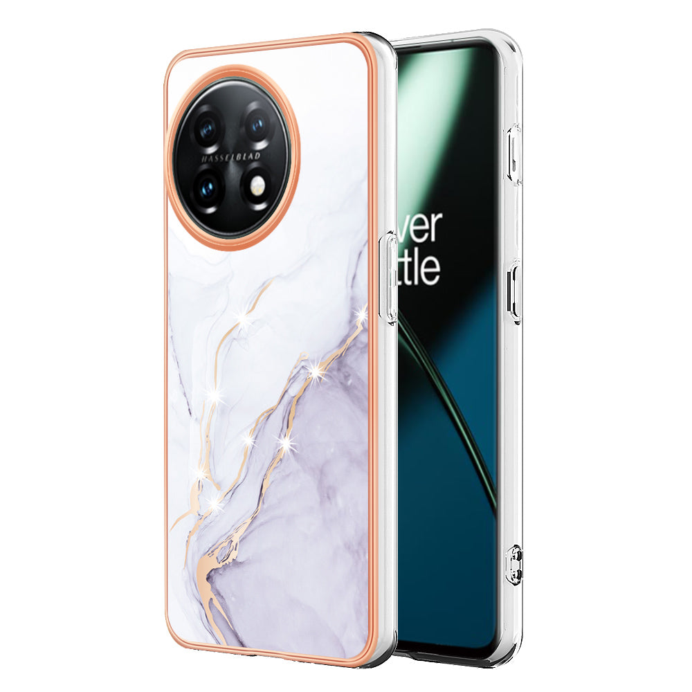 For OnePlus 11 5G YB IMD Series-2 Marble Pattern IMD TPU Case Electroplating Cell Phone Shell