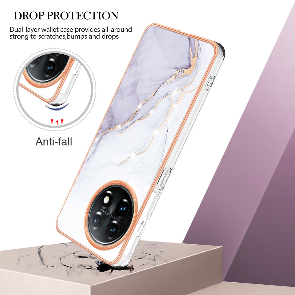 For OnePlus 11 5G YB IMD Series-2 Marble Pattern IMD TPU Case Electroplating Cell Phone Shell