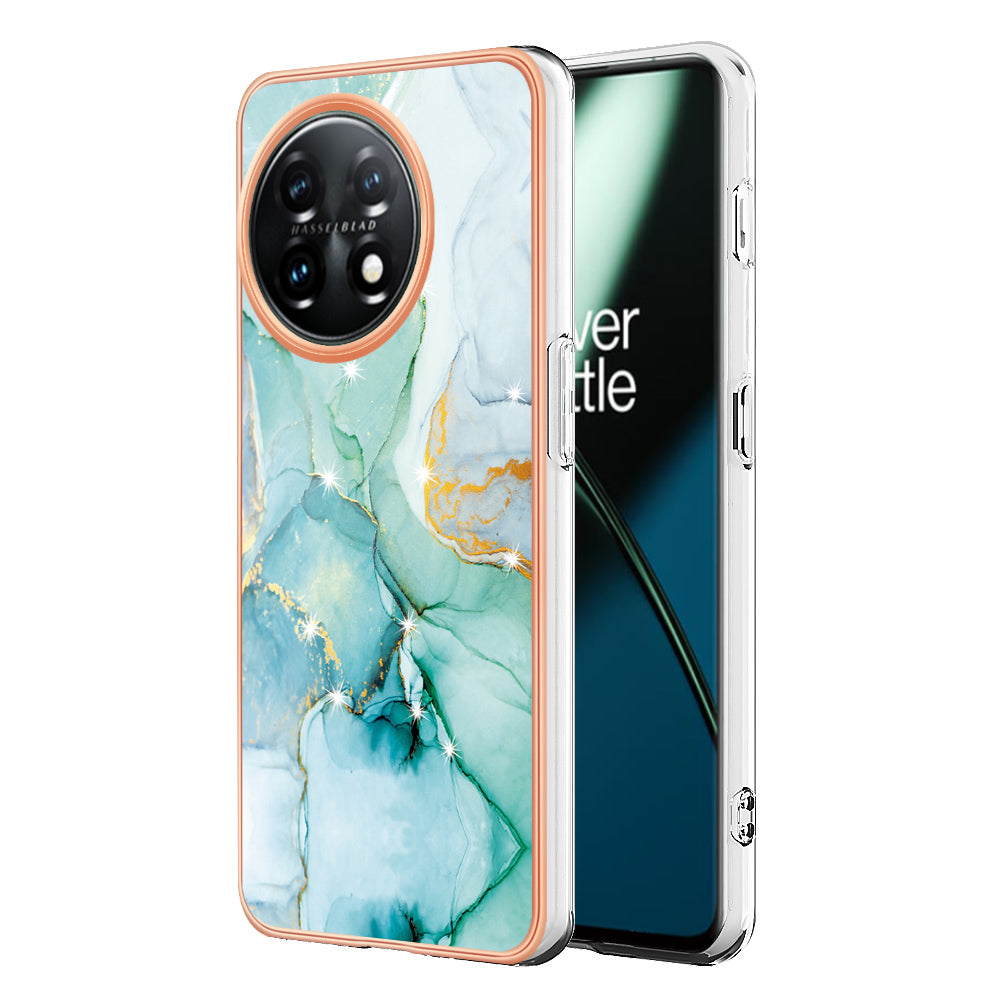 For OnePlus 11 5G YB IMD Series-2 Marble Pattern IMD TPU Case Electroplating Cell Phone Shell