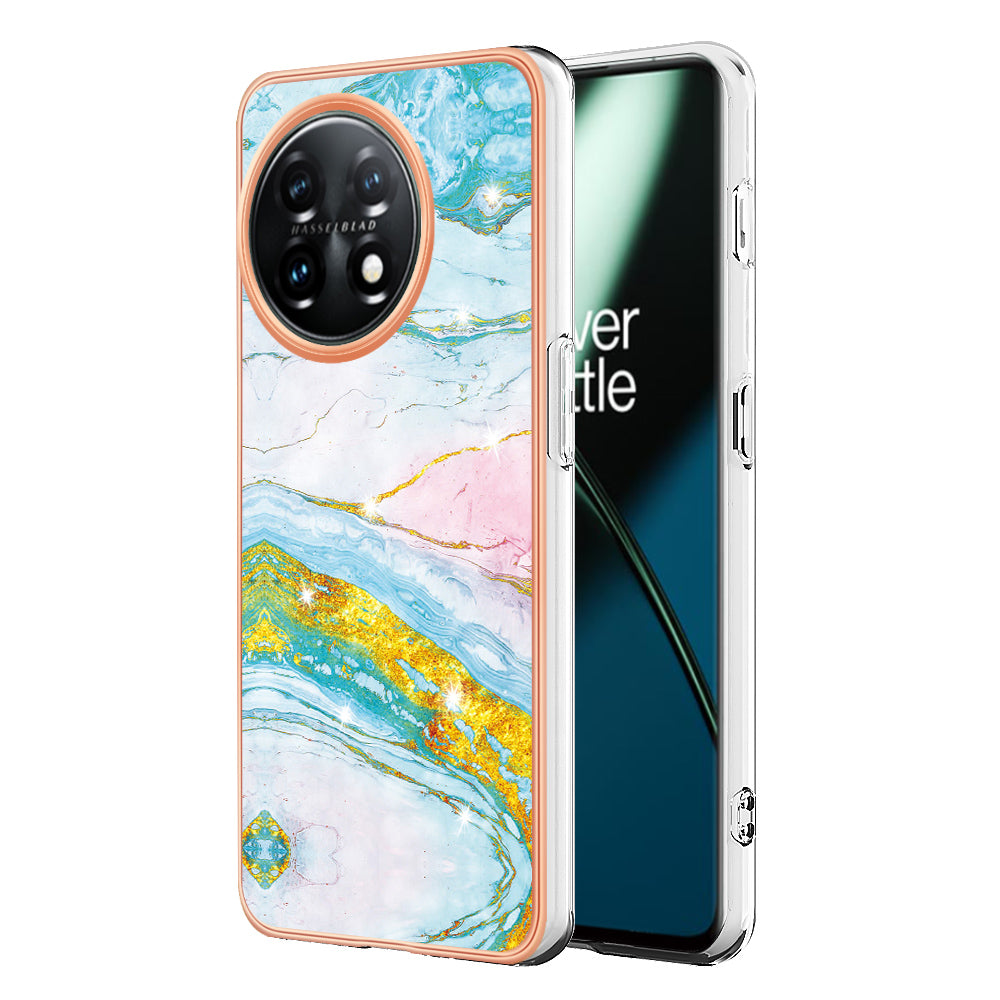 For OnePlus 11 5G YB IMD Series-2 Marble Pattern IMD TPU Case Electroplating Cell Phone Shell
