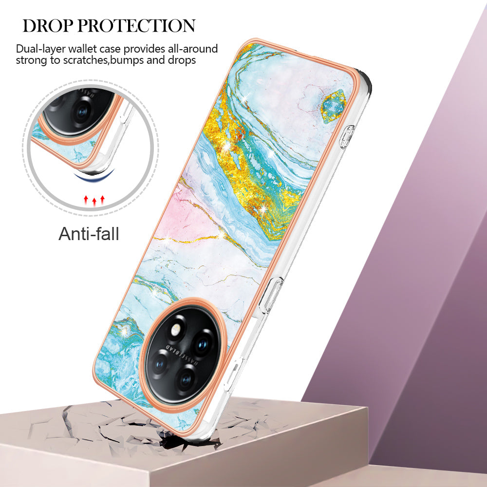 For OnePlus 11 5G YB IMD Series-2 Marble Pattern IMD TPU Case Electroplating Cell Phone Shell