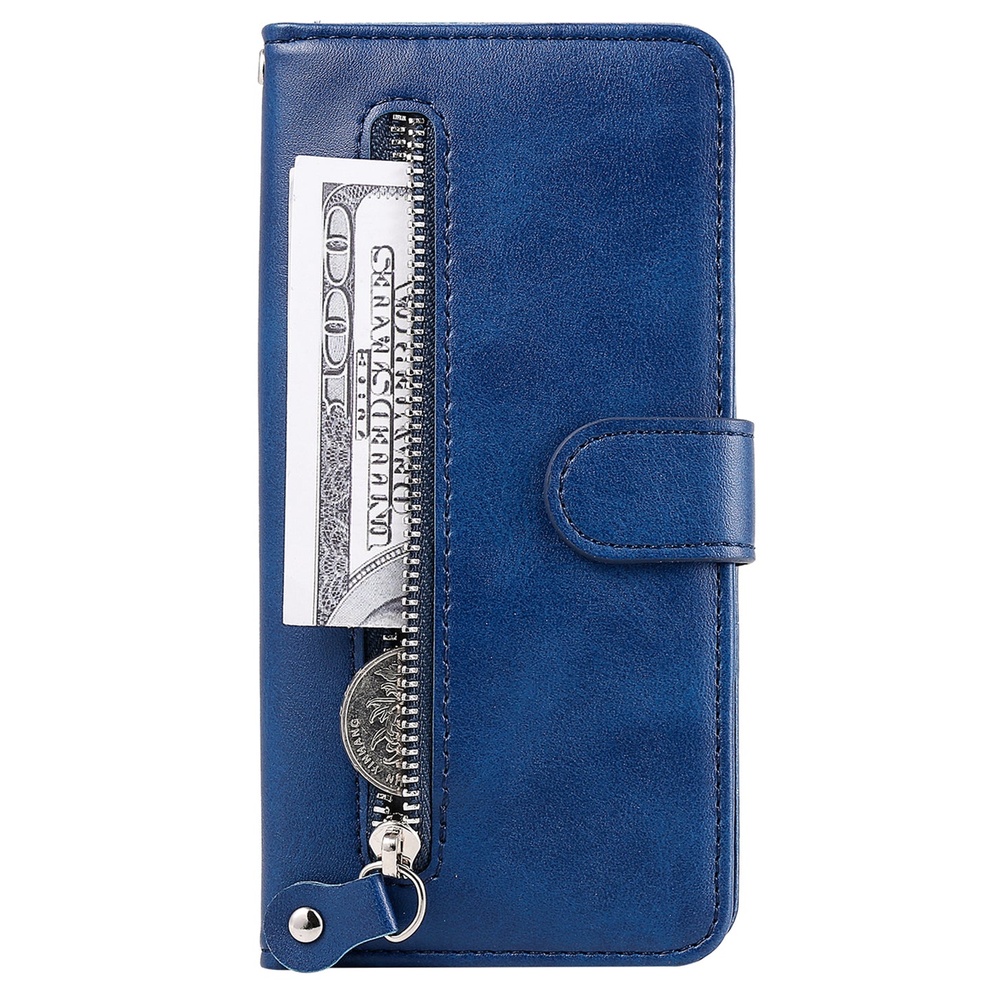 Wallet Phone Cover for Honor Magic5 Pro PU Leather Case Zipper Pocket Calf Texture Stand Shell