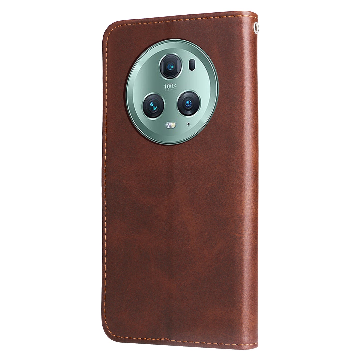 Wallet Phone Cover for Honor Magic5 Pro PU Leather Case Zipper Pocket Calf Texture Stand Shell