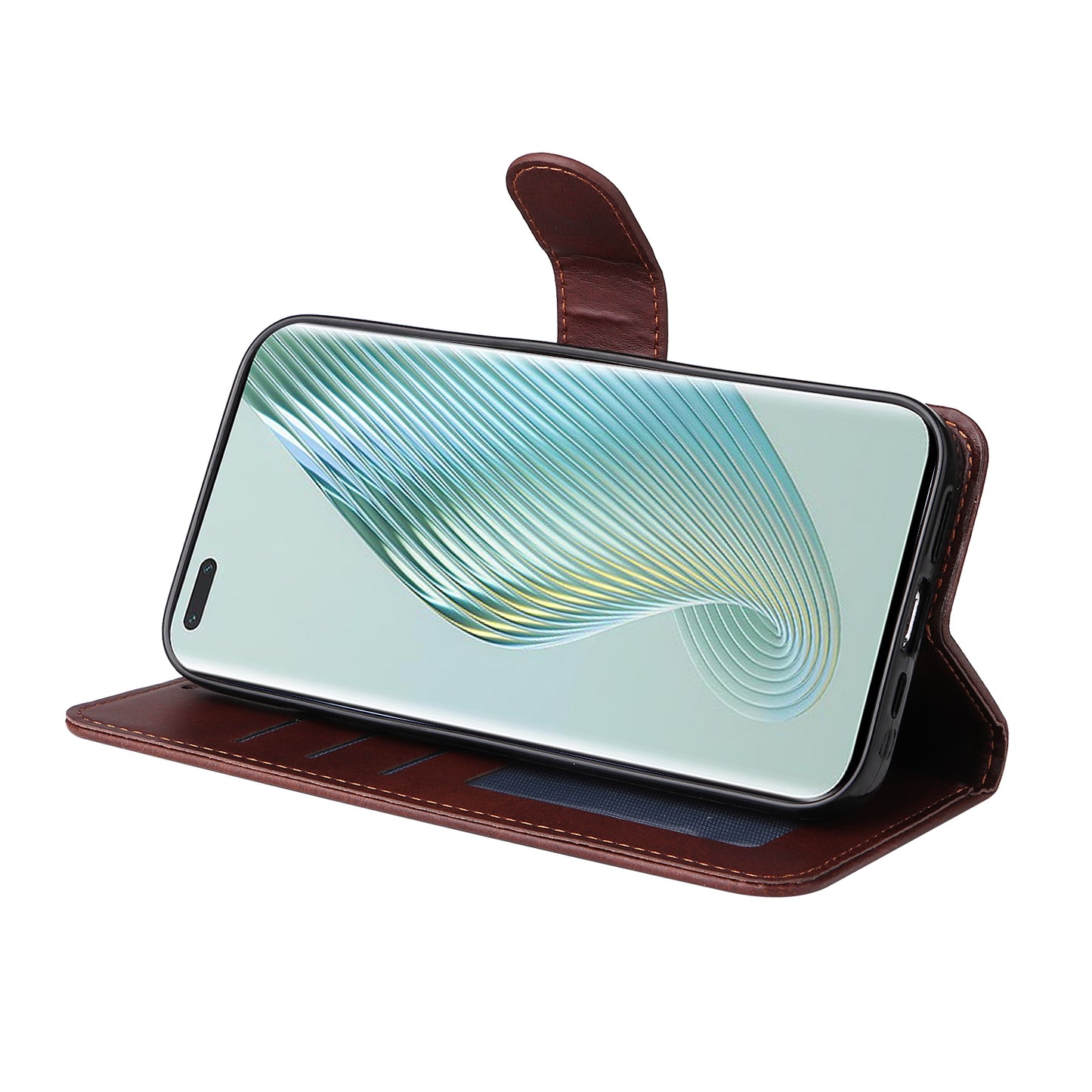 For Honor Magic5 Pro Calf Texture Phone Shell Stand Phone Case Leather Phone Cover with Strap