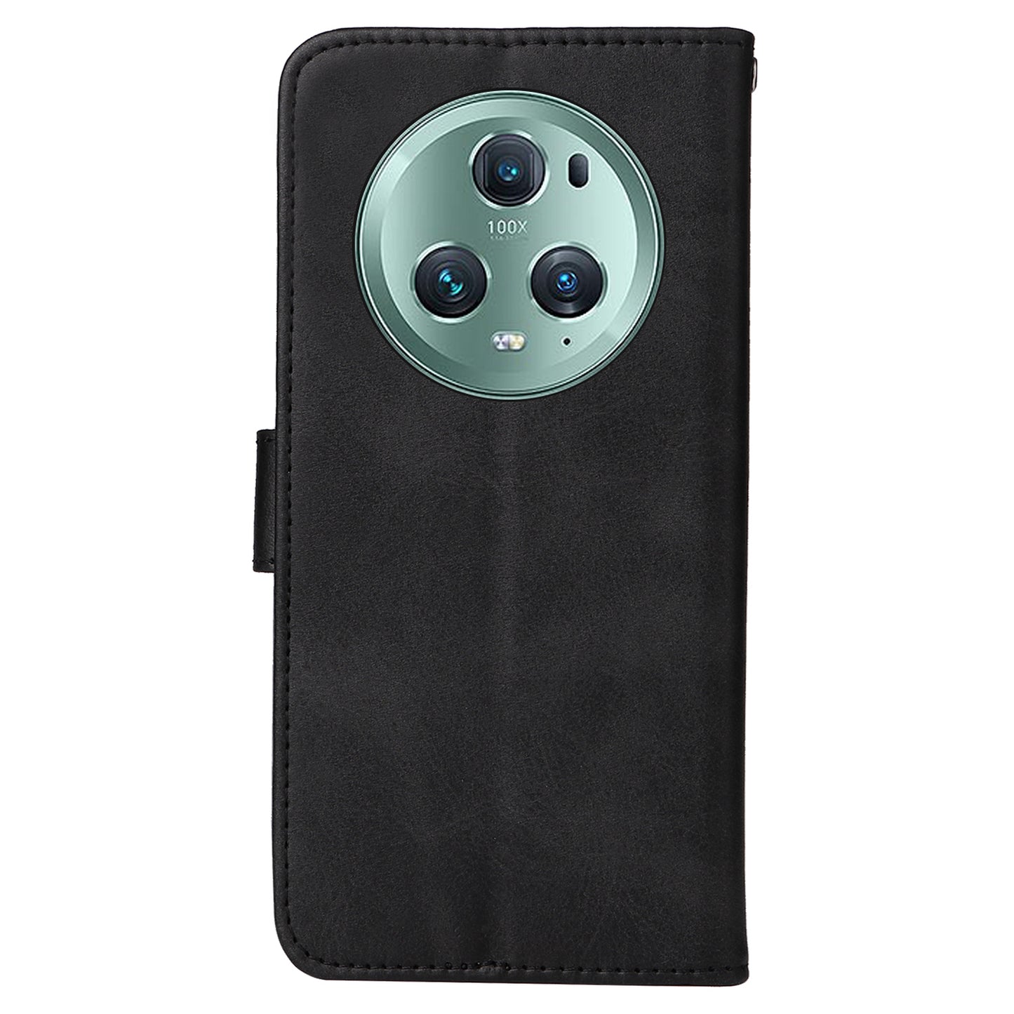 For Honor Magic5 Pro Calf Texture Phone Shell Stand Phone Case Leather Phone Cover with Strap