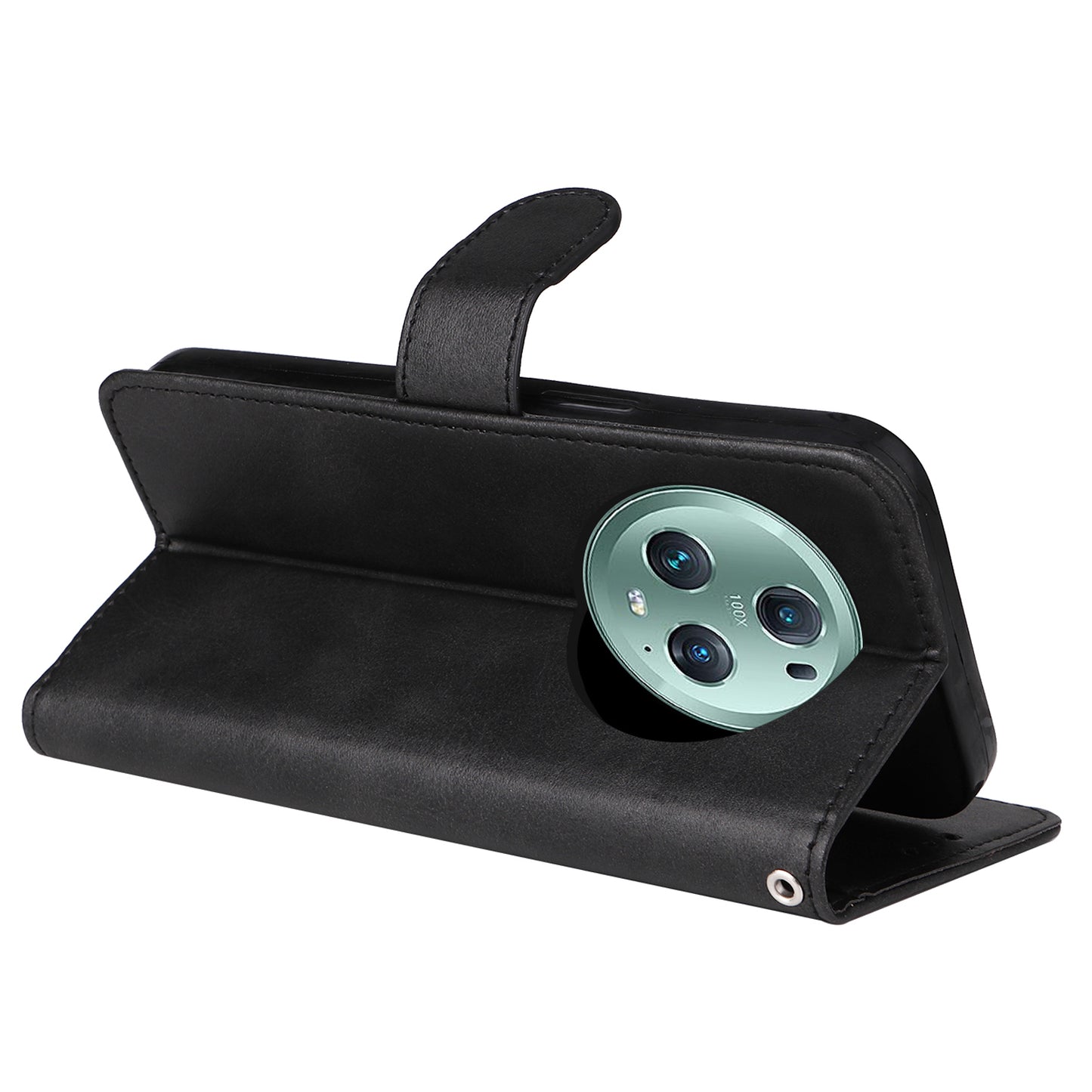 For Honor Magic5 Pro Calf Texture Phone Shell Stand Phone Case Leather Phone Cover with Strap