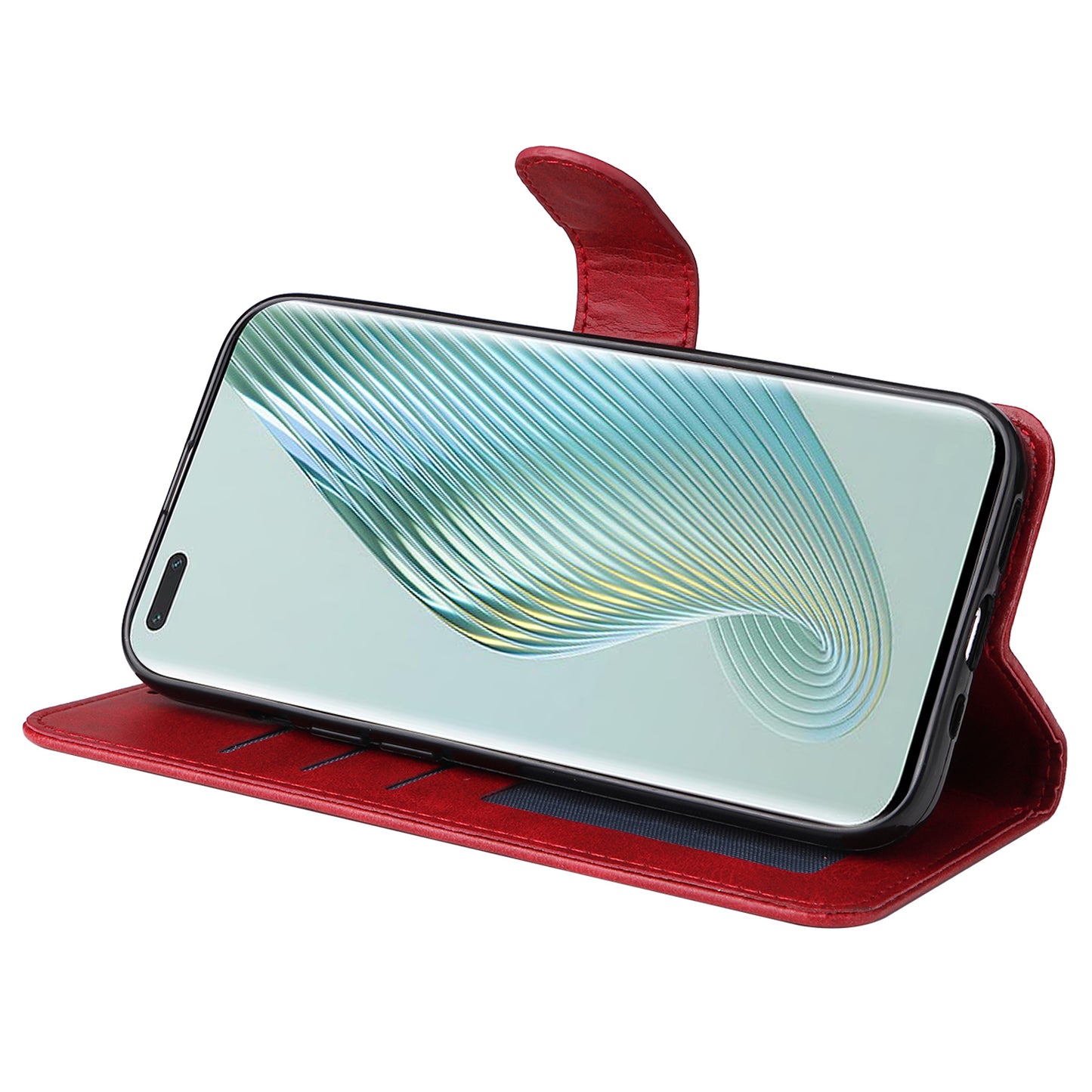 For Honor Magic5 Pro Calf Texture Phone Shell Stand Phone Case Leather Phone Cover with Strap