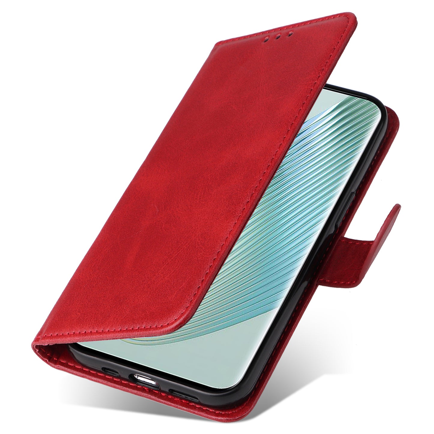 For Honor Magic5 Pro Calf Texture Phone Shell Stand Phone Case Leather Phone Cover with Strap