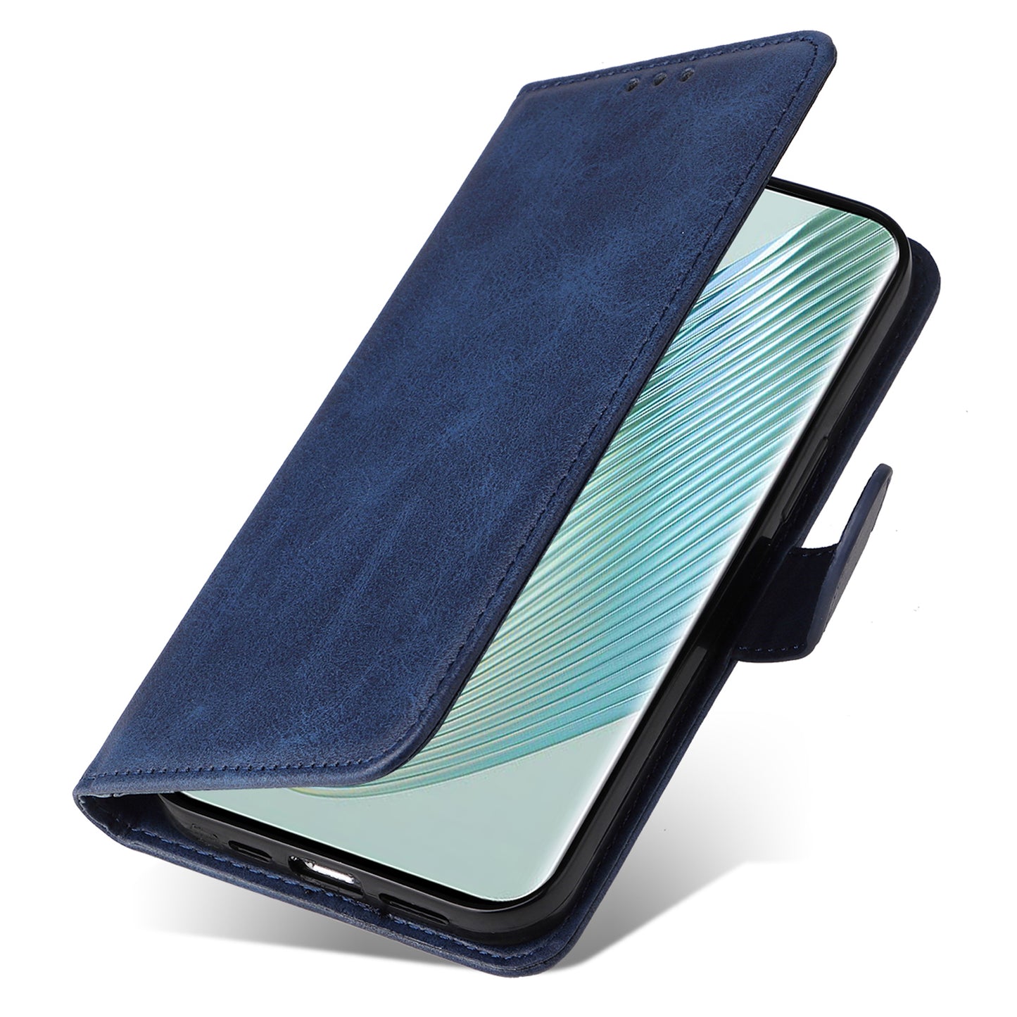 For Honor Magic5 Pro Calf Texture Phone Shell Stand Phone Case Leather Phone Cover with Strap